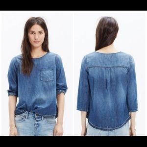 Madewell Denim 3/4 Sleeve Blouse